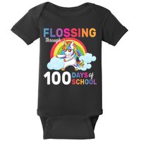 Flossing Unicorn Through 100 days Of School Baby Bodysuit