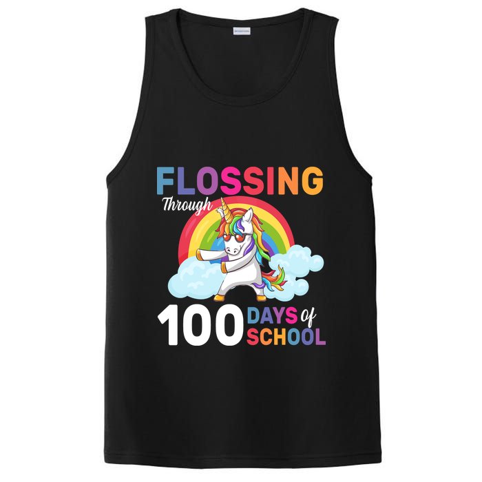 Flossing Unicorn Through 100 days Of School PosiCharge Competitor Tank