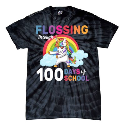 Flossing Unicorn Through 100 days Of School Tie-Dye T-Shirt