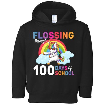 Flossing Unicorn Through 100 days Of School Toddler Hoodie