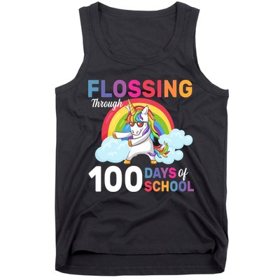 Flossing Unicorn Through 100 days Of School Tank Top