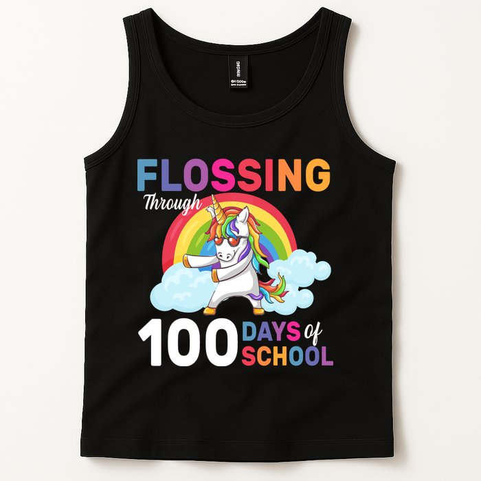 Flossing Unicorn Through 100 days Of School Tank Top