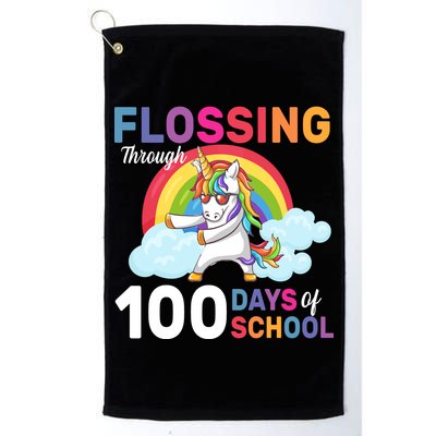 Flossing Unicorn Through 100 days Of School Golf Towel