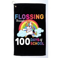 Flossing Unicorn Through 100 days Of School Golf Towel