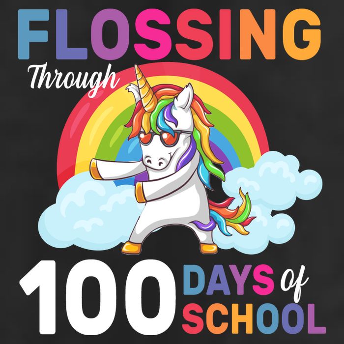 Flossing Unicorn Through 100 days Of School Golf Towel