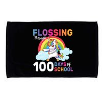 Flossing Unicorn Through 100 days Of School Microfiber Hand Towel