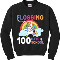 Flossing Unicorn Through 100 days Of School Kids Sweatshirt