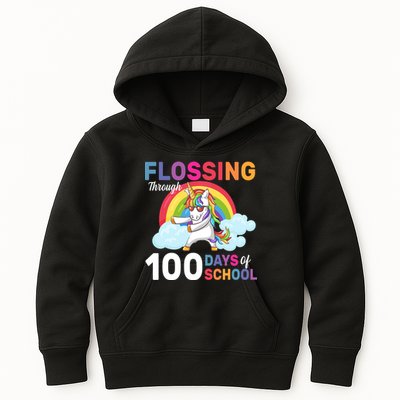 Flossing Unicorn Through 100 days Of School Kids Hoodie