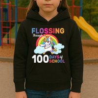 Flossing Unicorn Through 100 days Of School Kids Hoodie