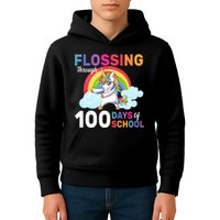 Flossing Unicorn Through 100 days Of School Kids Hoodie