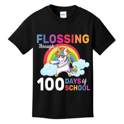 Flossing Unicorn Through 100 days Of School Kids T-Shirt