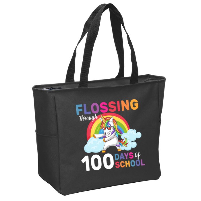 Flossing Unicorn Through 100 days Of School Zip Tote Bag