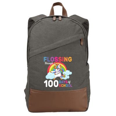 Flossing Unicorn Through 100 days Of School Cotton Canvas Backpack