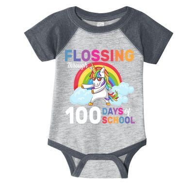 Flossing Unicorn Through 100 days Of School Infant Baby Jersey Bodysuit