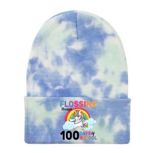 Flossing Unicorn Through 100 days Of School Tie Dye 12in Knit Beanie