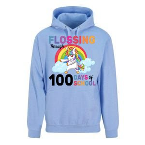 Flossing Unicorn Through 100 days Of School Unisex Surf Hoodie