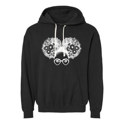 Flower Afro Puffs Garment-Dyed Fleece Hoodie