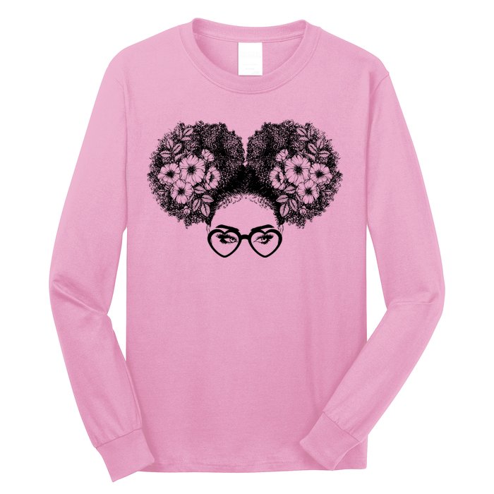 Flower Afro Puffs Long Sleeve Shirt