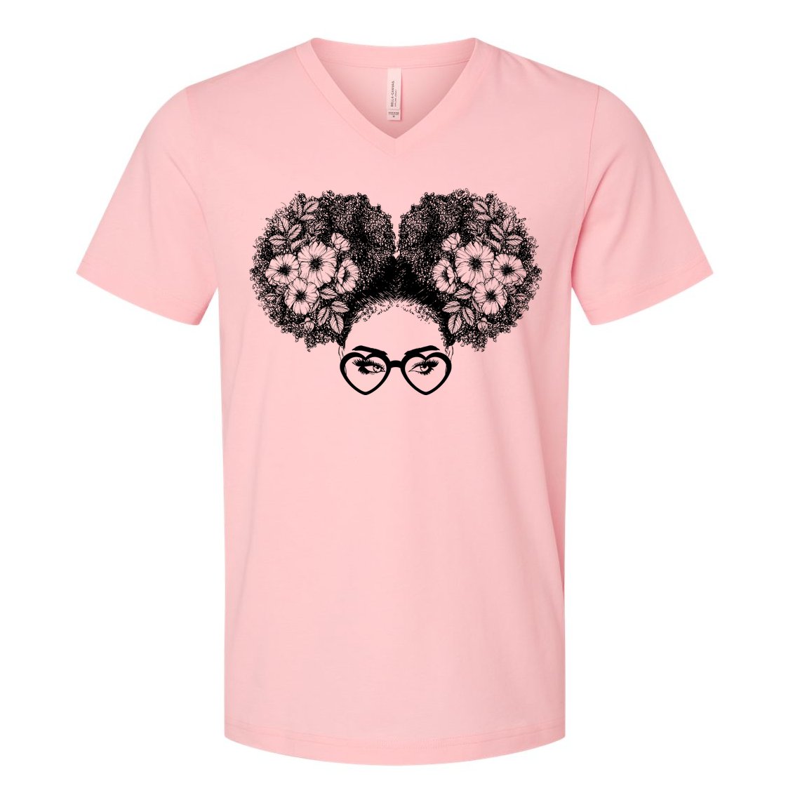 Flower Afro Puffs V-Neck T-Shirt