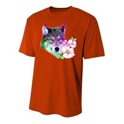 Flower Colorful Wilderness Wolf Youth Performance Sprint T-Shirt