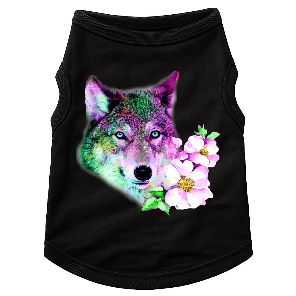 Flower Colorful Wilderness Wolf Doggie Tank