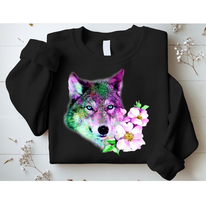 Flower Colorful Wilderness Wolf Sweatshirt