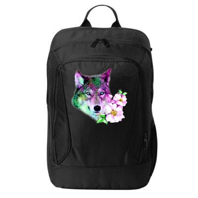 Flower Colorful Wilderness Wolf City Backpack