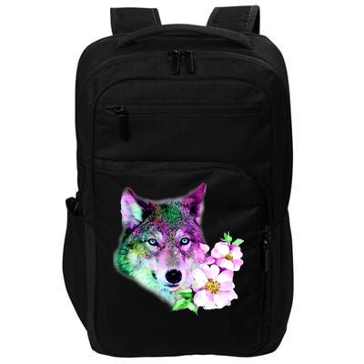 Flower Colorful Wilderness Wolf Impact Tech Backpack