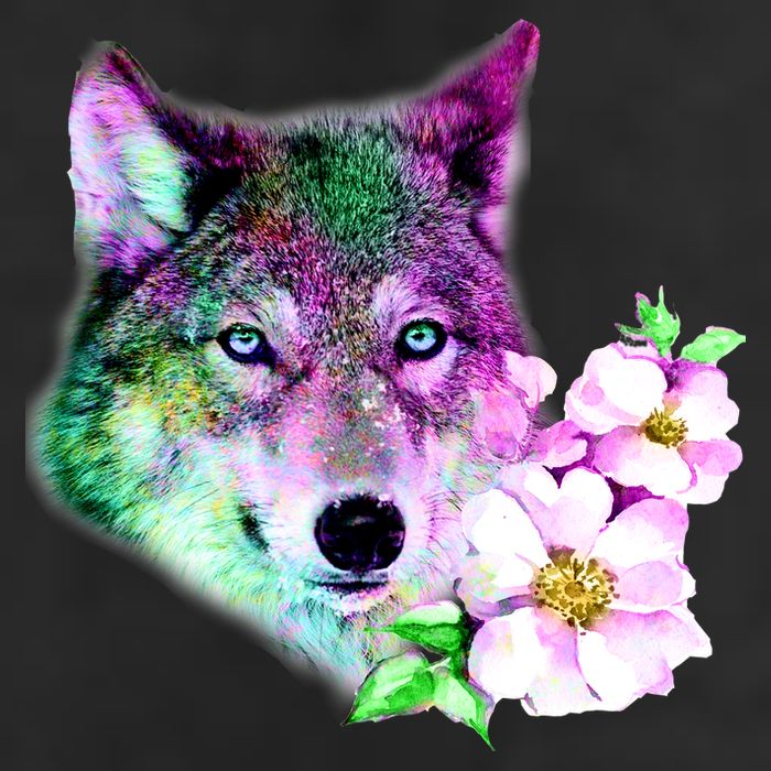 Flower Colorful Wilderness Wolf Beanie