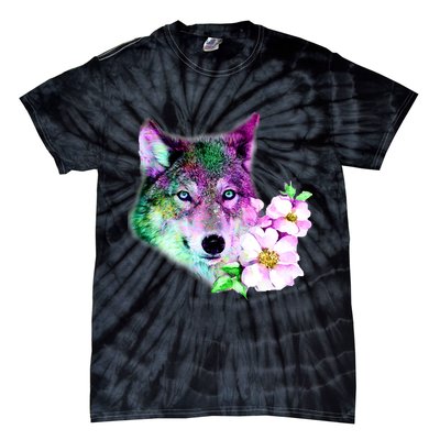 Flower Colorful Wilderness Wolf Tie-Dye T-Shirt