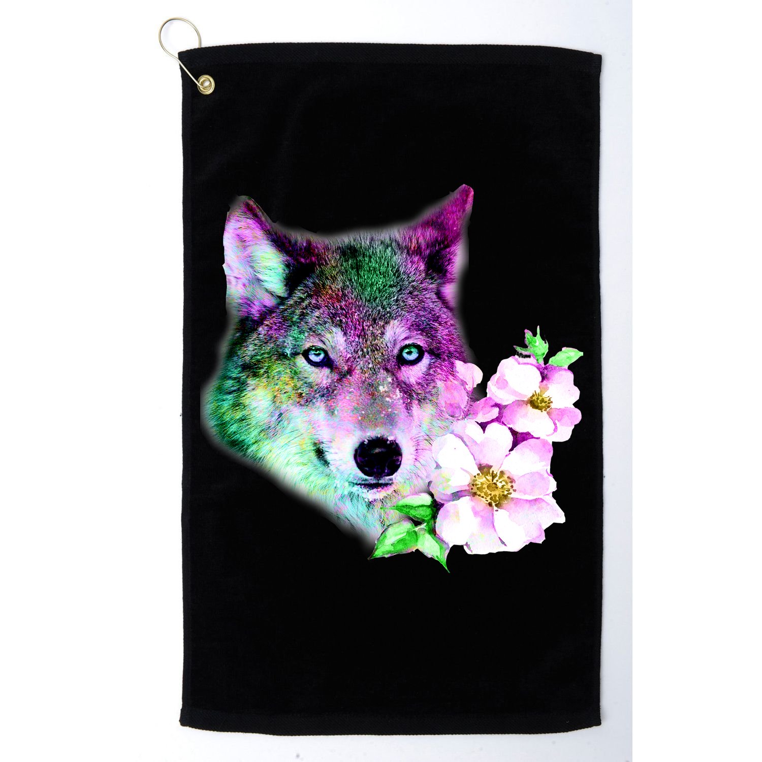Flower Colorful Wilderness Wolf Golf Towel