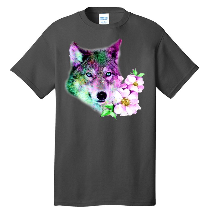 Flower Colorful Wilderness Wolf Tall T-Shirt