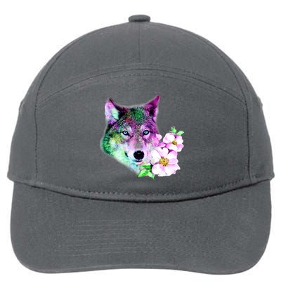 Flower Colorful Wilderness Wolf 7-Panel Snapback Hat