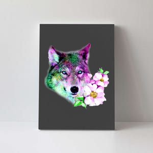 Flower Colorful Wilderness Wolf Canvas