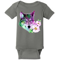 Flower Colorful Wilderness Wolf Baby Bodysuit