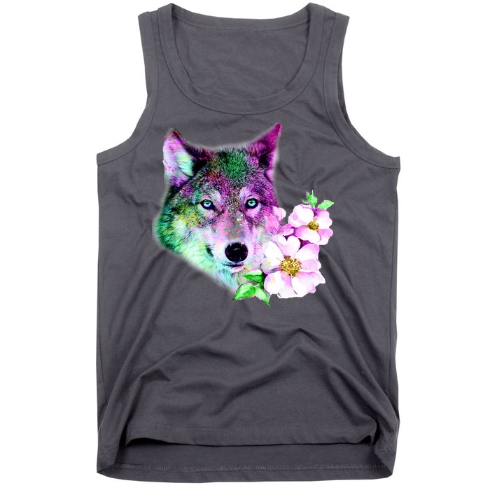 Flower Colorful Wilderness Wolf Tank Top