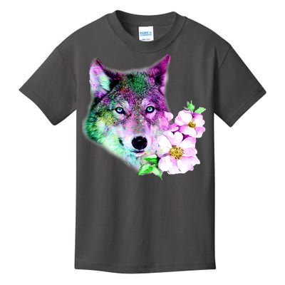 Flower Colorful Wilderness Wolf Kids T-Shirt