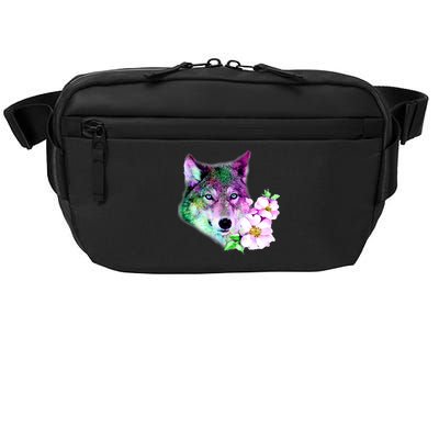 Flower Colorful Wilderness Wolf Crossbody Pack