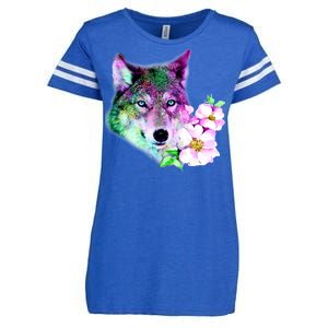 Flower Colorful Wilderness Wolf Enza Ladies Jersey Football T-Shirt