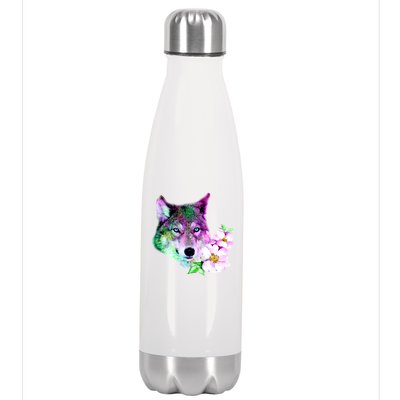 Flower Colorful Wilderness Wolf Stainless Steel Insulated Water Bottle