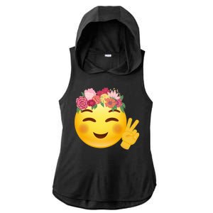 Flower Crown Emoji Ladies PosiCharge Tri-Blend Wicking Draft Hoodie Tank