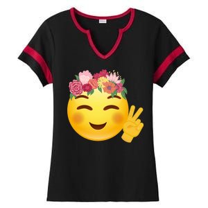 Flower Crown Emoji Ladies Halftime Notch Neck Tee