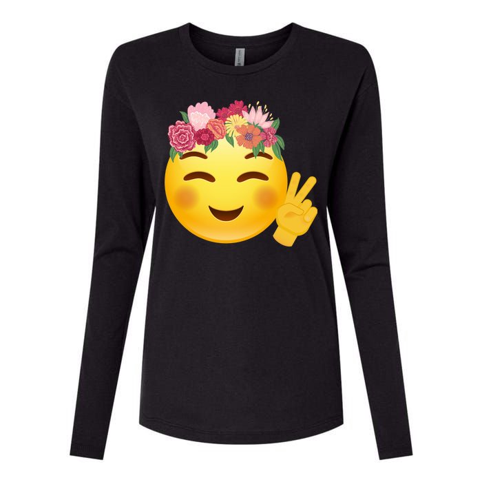 Flower Crown Emoji Womens Cotton Relaxed Long Sleeve T-Shirt