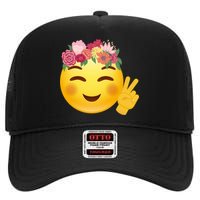 Flower Crown Emoji High Crown Mesh Back Trucker Hat