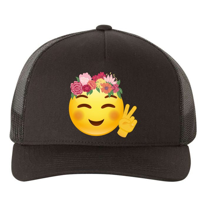 Flower Crown Emoji Yupoong Adult 5-Panel Trucker Hat