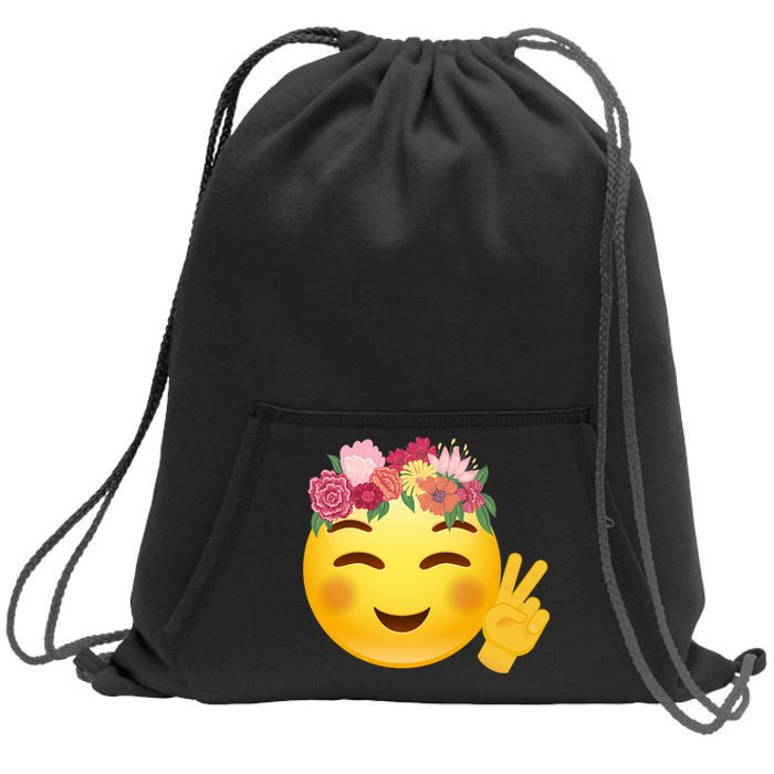 Flower Crown Emoji Sweatshirt Cinch Pack Bag