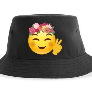 Flower Crown Emoji Sustainable Bucket Hat