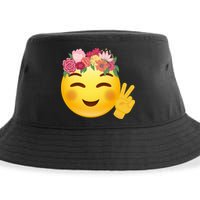 Flower Crown Emoji Sustainable Bucket Hat