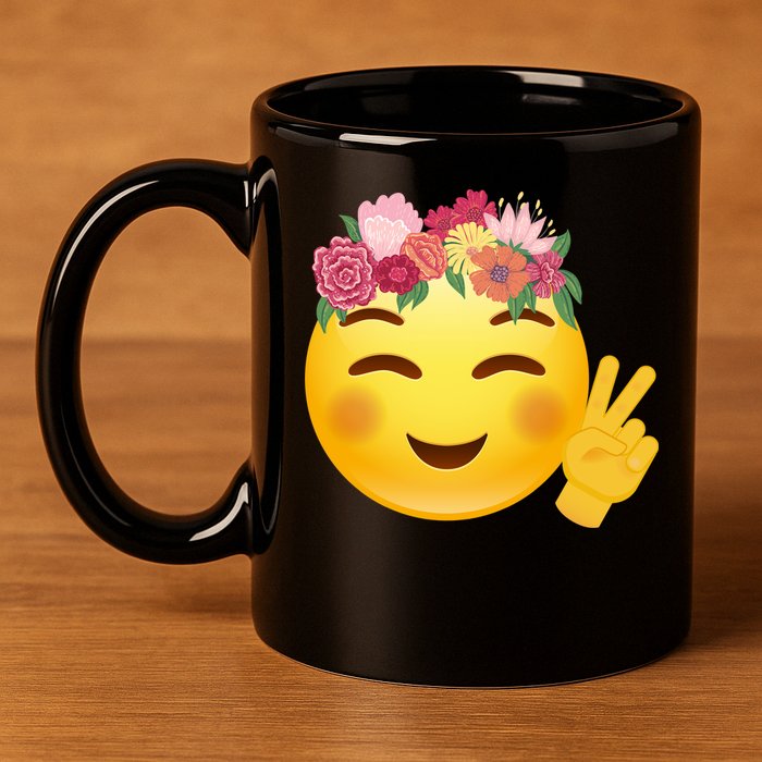 Flower Crown Emoji 11oz C Handle Ceramic Mug