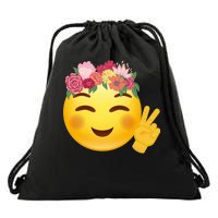 Flower Crown Emoji Drawstring Bag